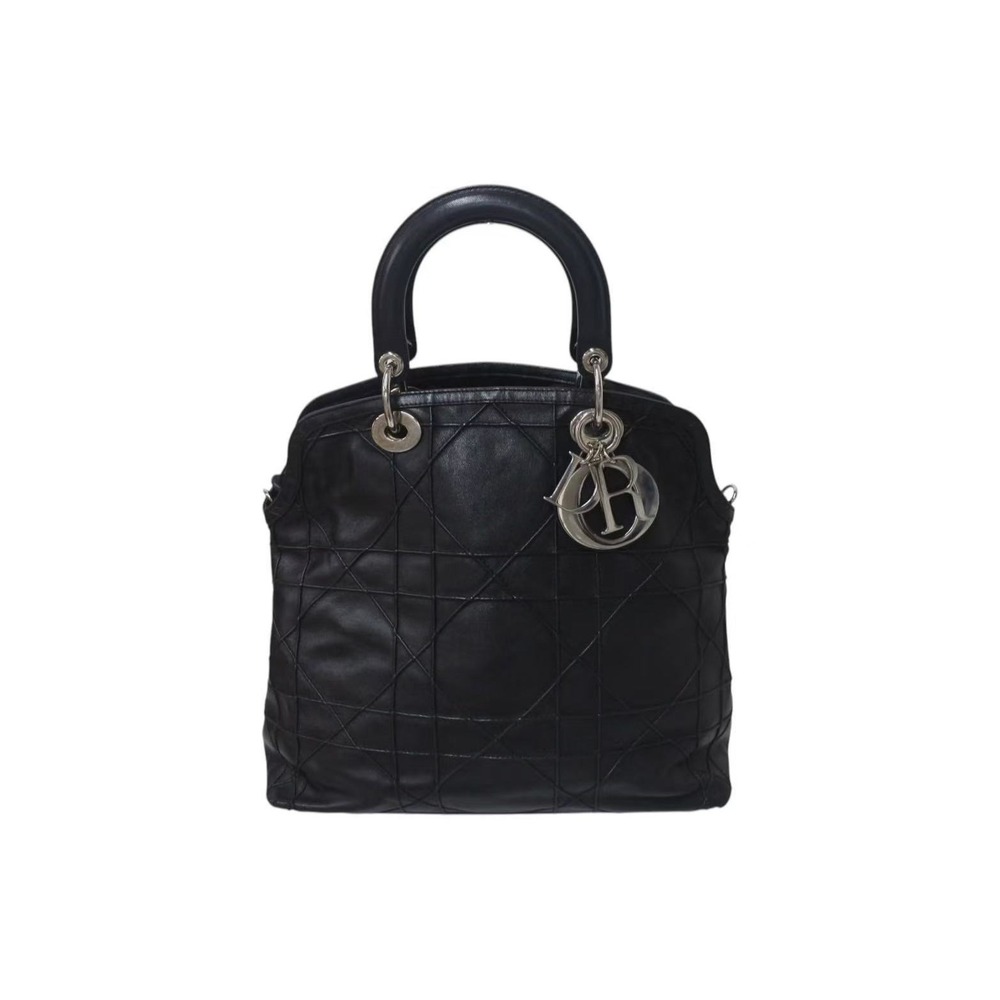 Christian Dior Granville Handbag Cannage Lambskin Black